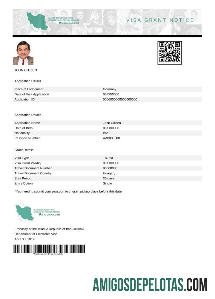 realista Visto Irã E em modelo Word e PDF